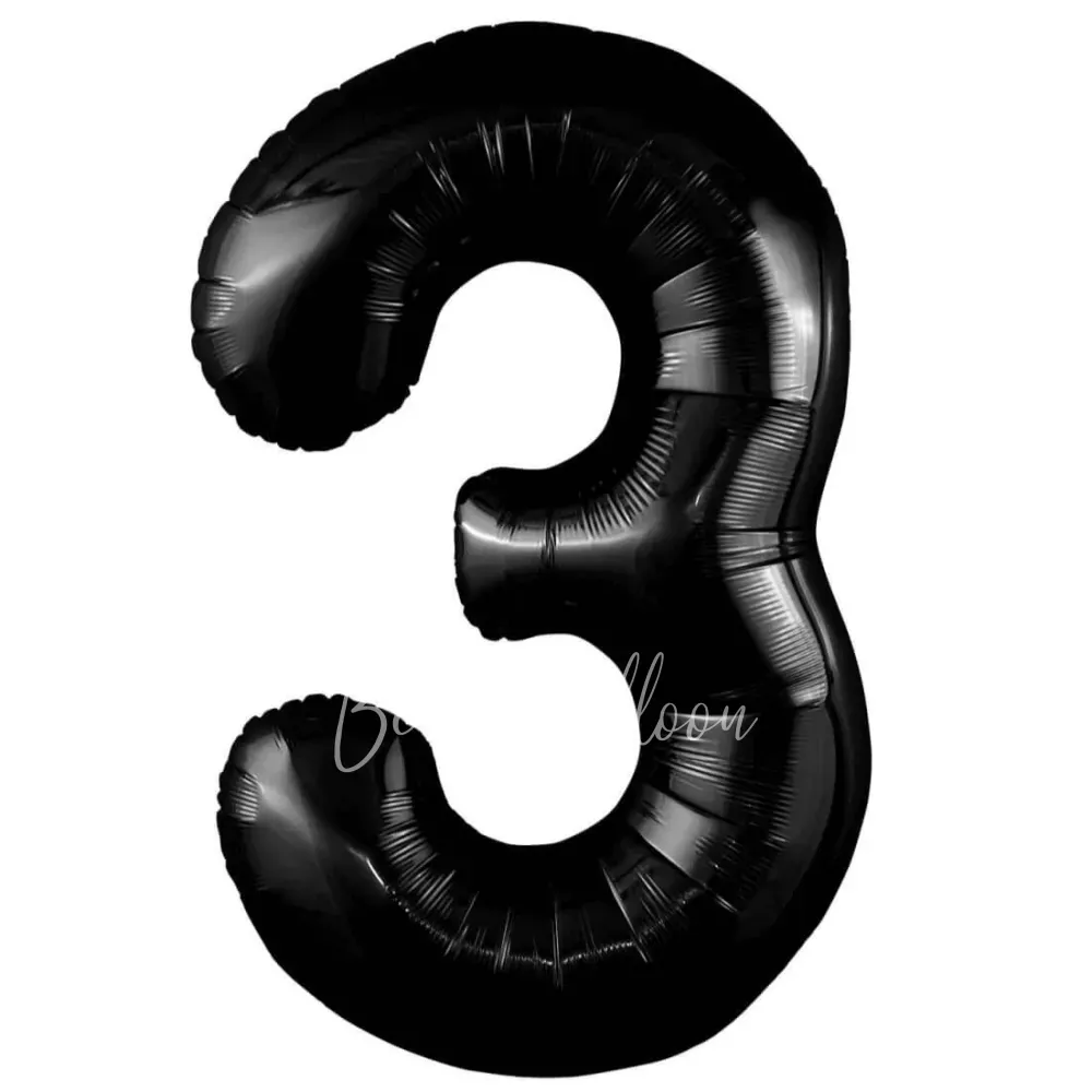 40" Гелевая Цифра "3" из фольги Черная