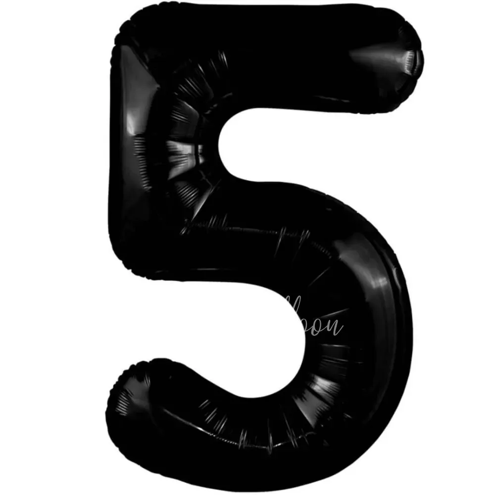 40" Гелевая Цифра "5" из фольги Черная