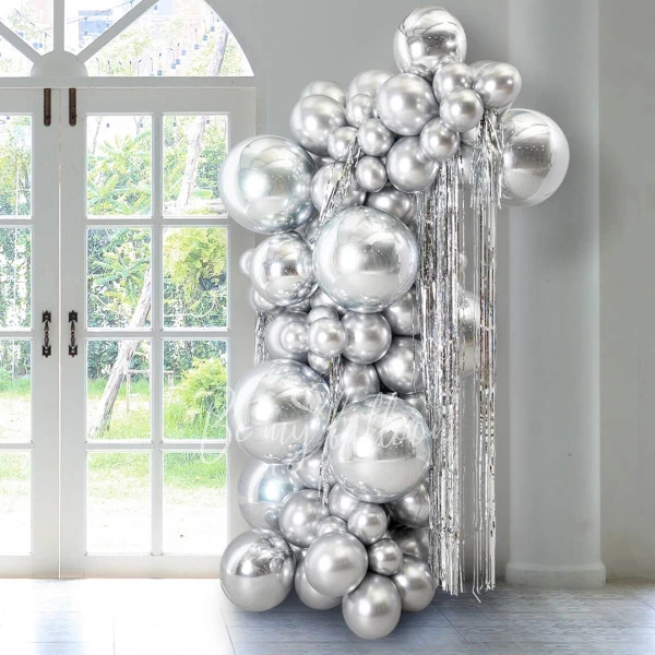 Organic balloon column "Silver Gatsby"
