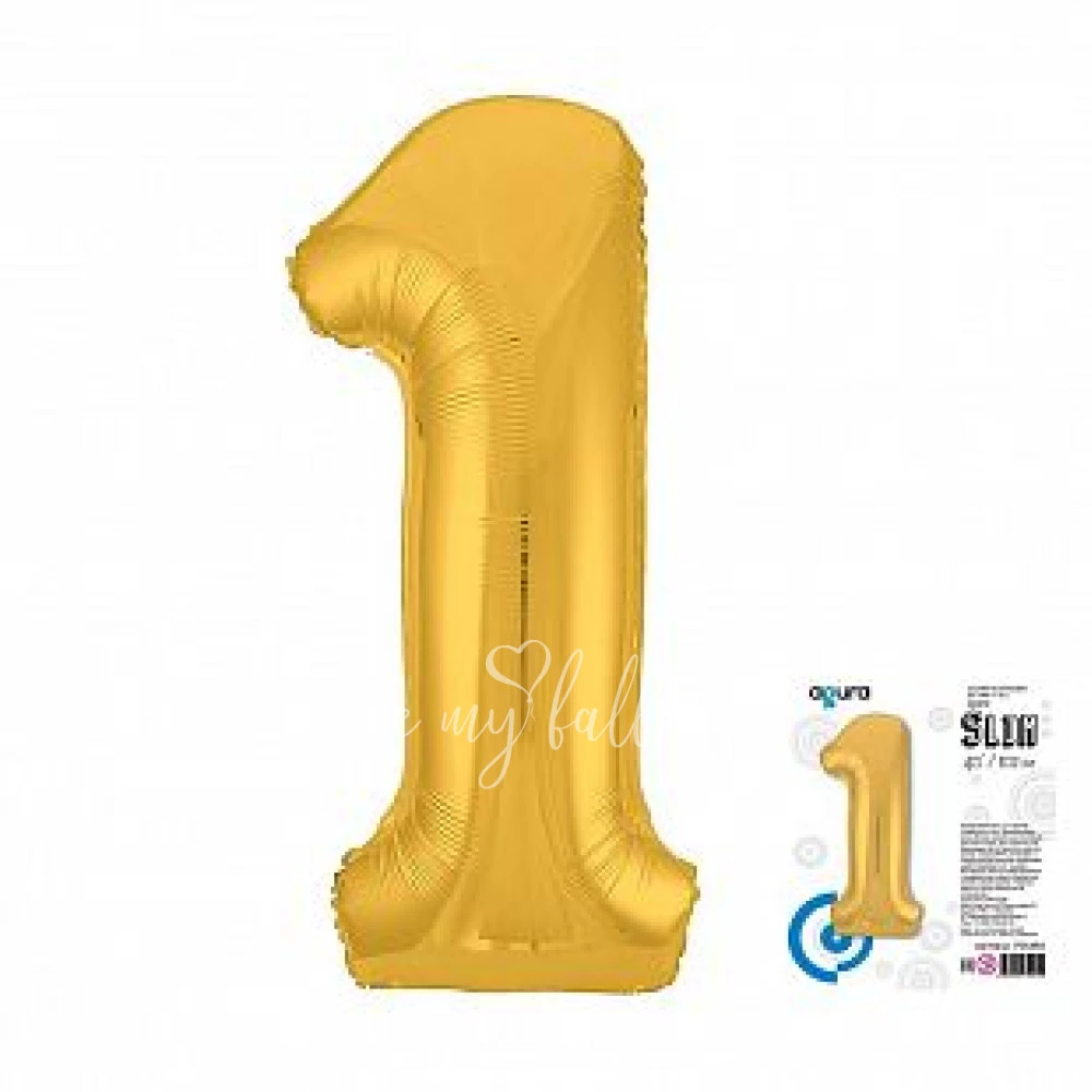 40" Гелевая Цифра "1" из фольги золотая в упаковке
