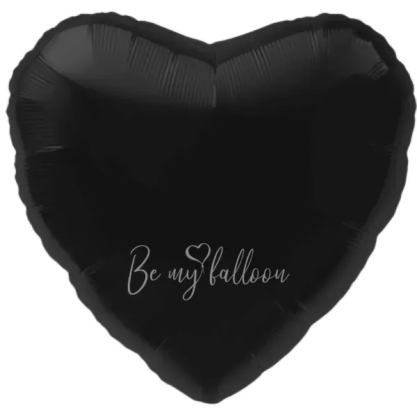 19" Helium foil gloss Black Heart balloon 