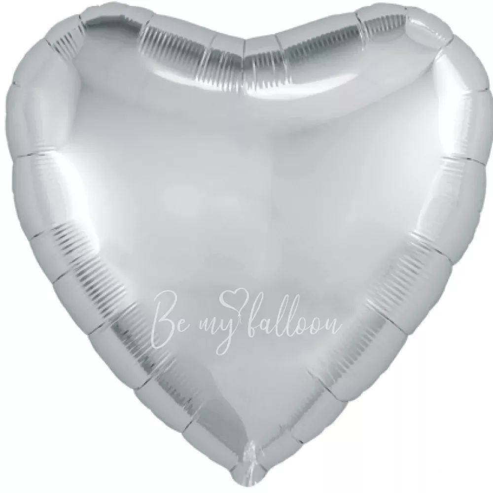 19" Helium foil gloss Silver Heart balloon