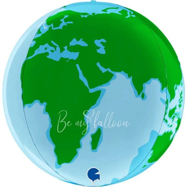 16" Helium foil gloss Earth Globe print 3D Sphere balloon
