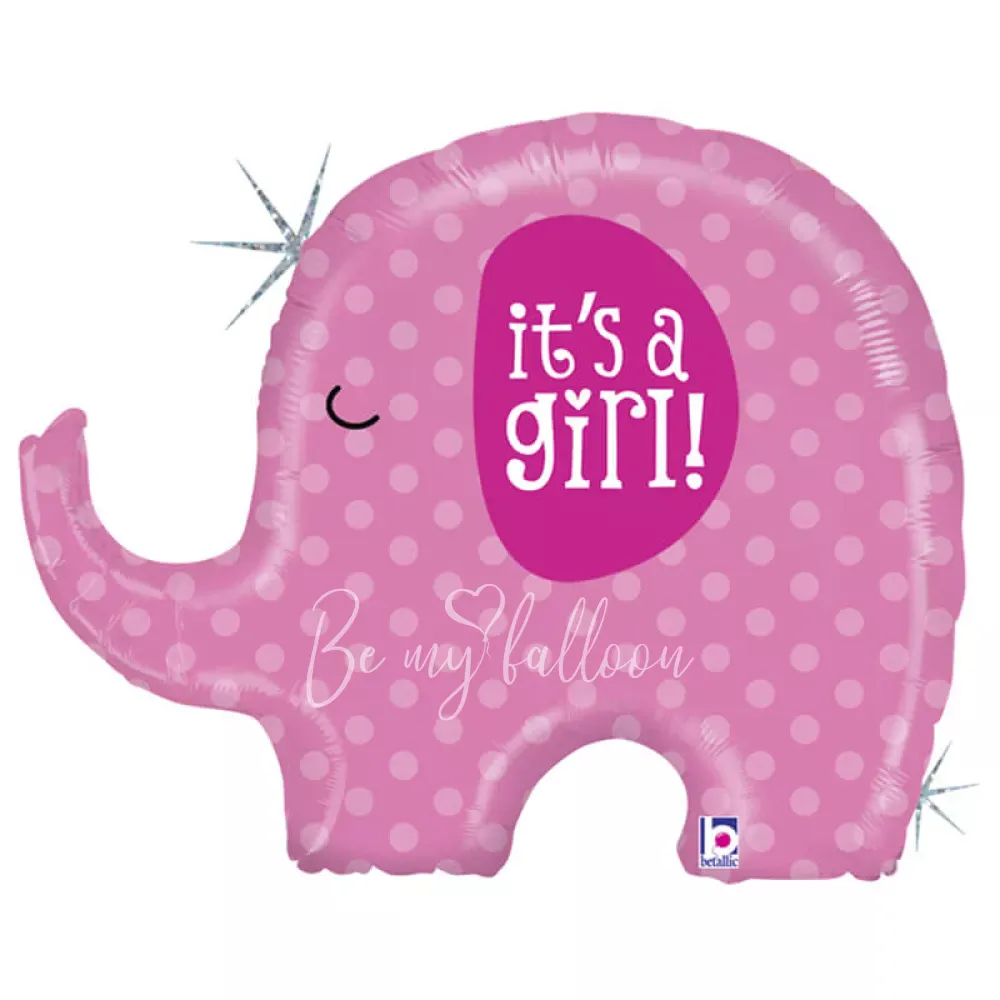 32" Helium foil Pink Elephant It's a girl balloon