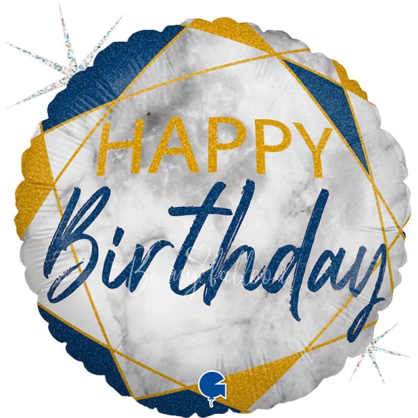 18" Helium foil Birthday Blue Marble balloon