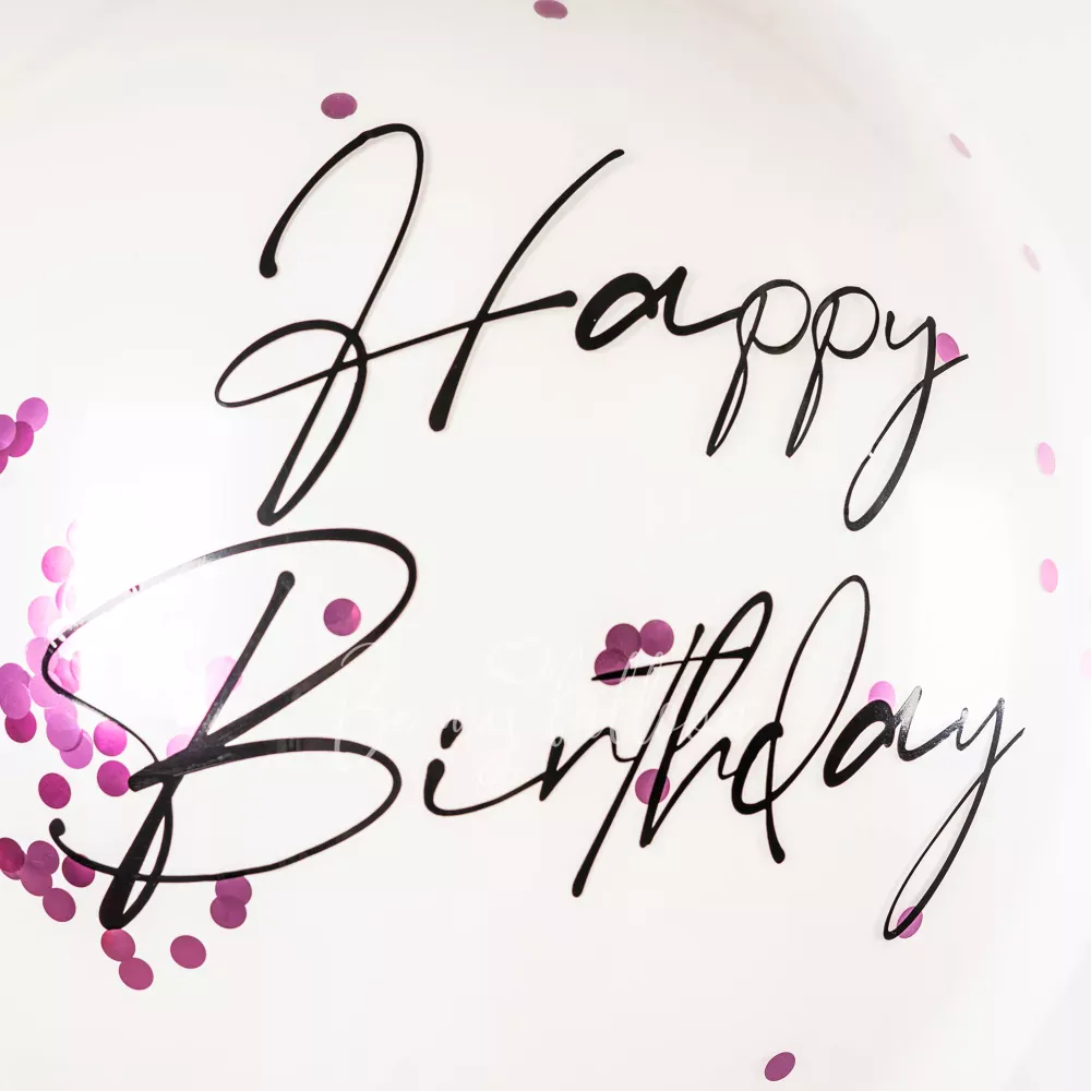 36" Шарик латексный прозрачный с надписью и наполненный конфетти