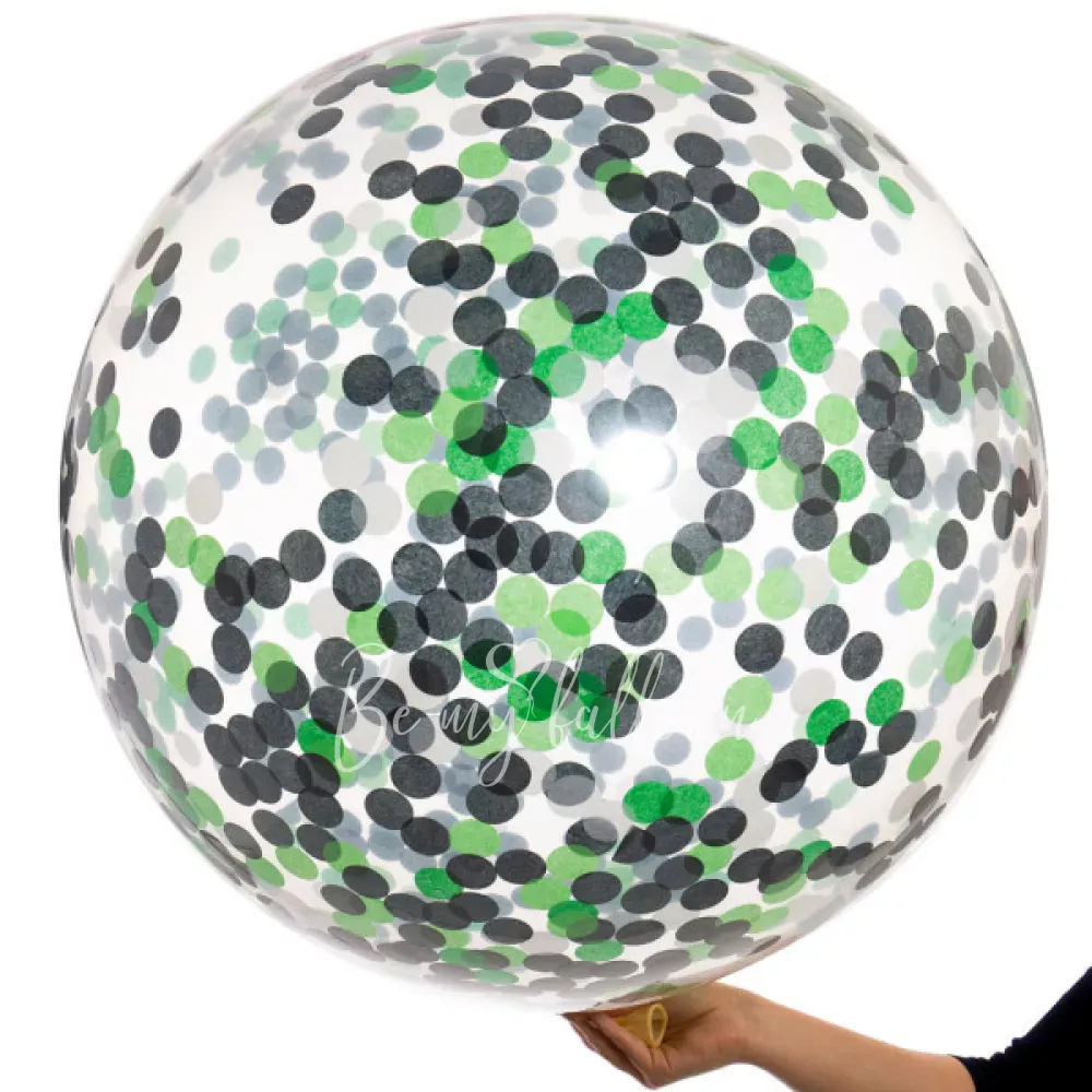 36" Helium latex Football green shades confetti balloon﻿