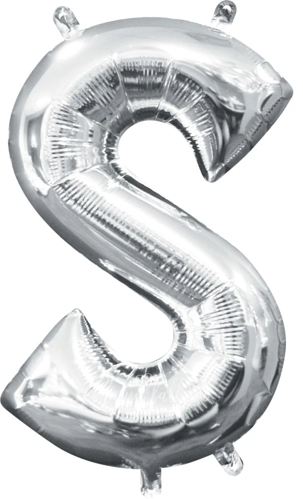 40" Helium foil gloss Silver Letter S balloon
