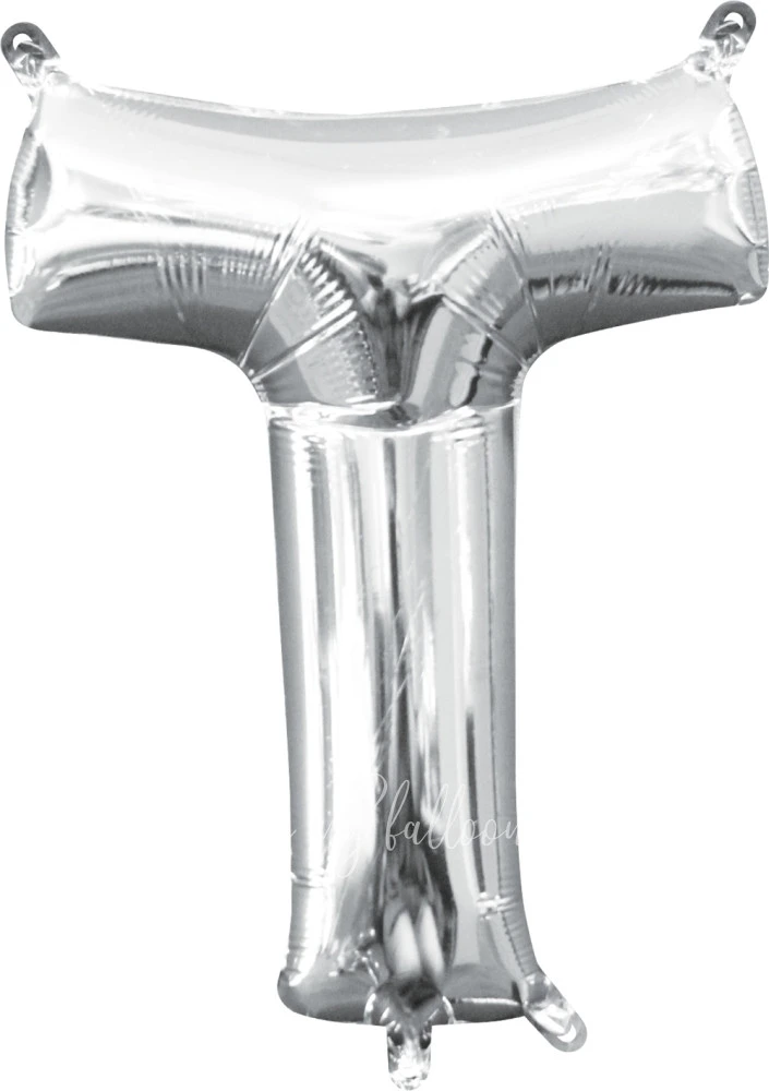 40" Helium foil gloss Silver Letter T balloon