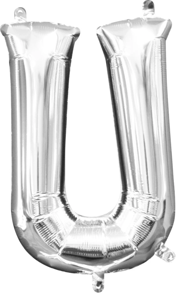 40" Helium foil gloss Silver Letter U balloon