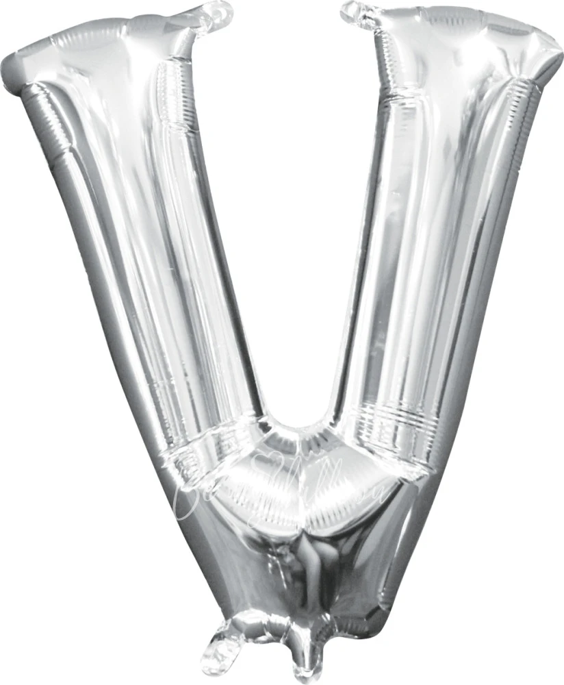 40" Helium foil gloss Silver Letter V balloon