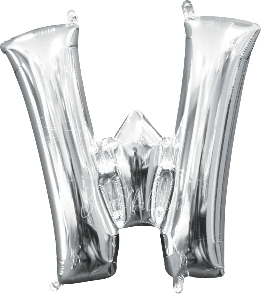 40" Helium foil gloss Silver Letter W balloon