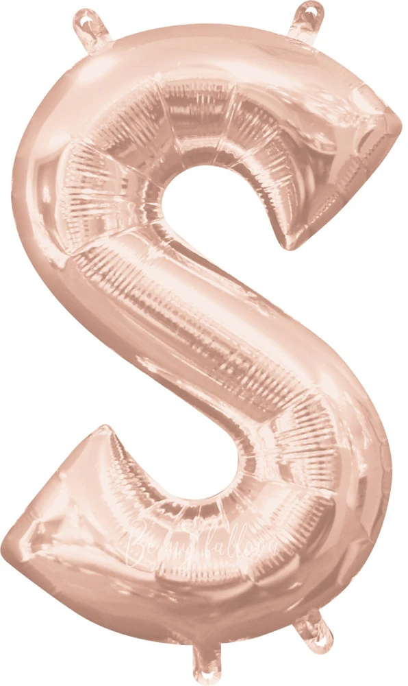 40" Helium foil gloss Rose gold Letter S balloon