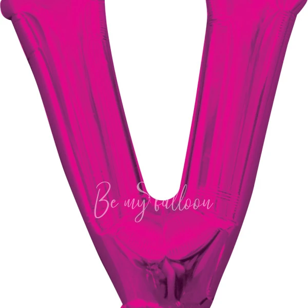 40" Helium foil gloss Fuchsia Letter V balloon