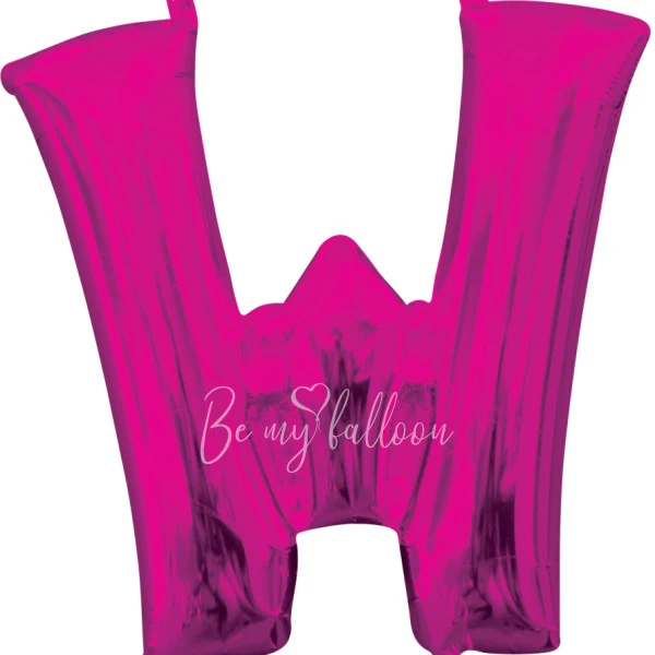 40" Helium foil gloss Fuchsia Letter W balloon