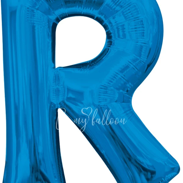 40" Helium foil gloss Blue Letter R balloon
