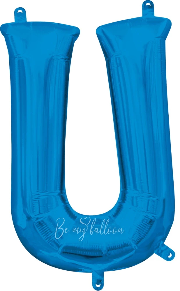 40" Helium foil gloss Blue Letter U balloon