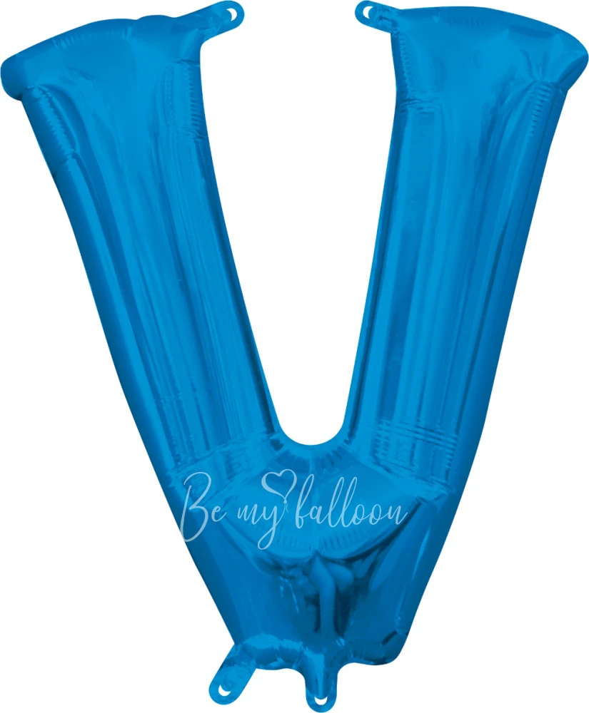 40" Helium foil gloss Blue Letter V balloon