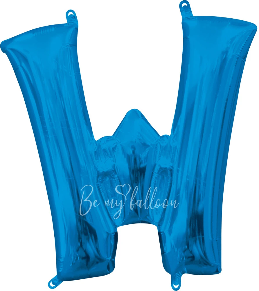 40" Helium foil gloss Blue Letter W balloon