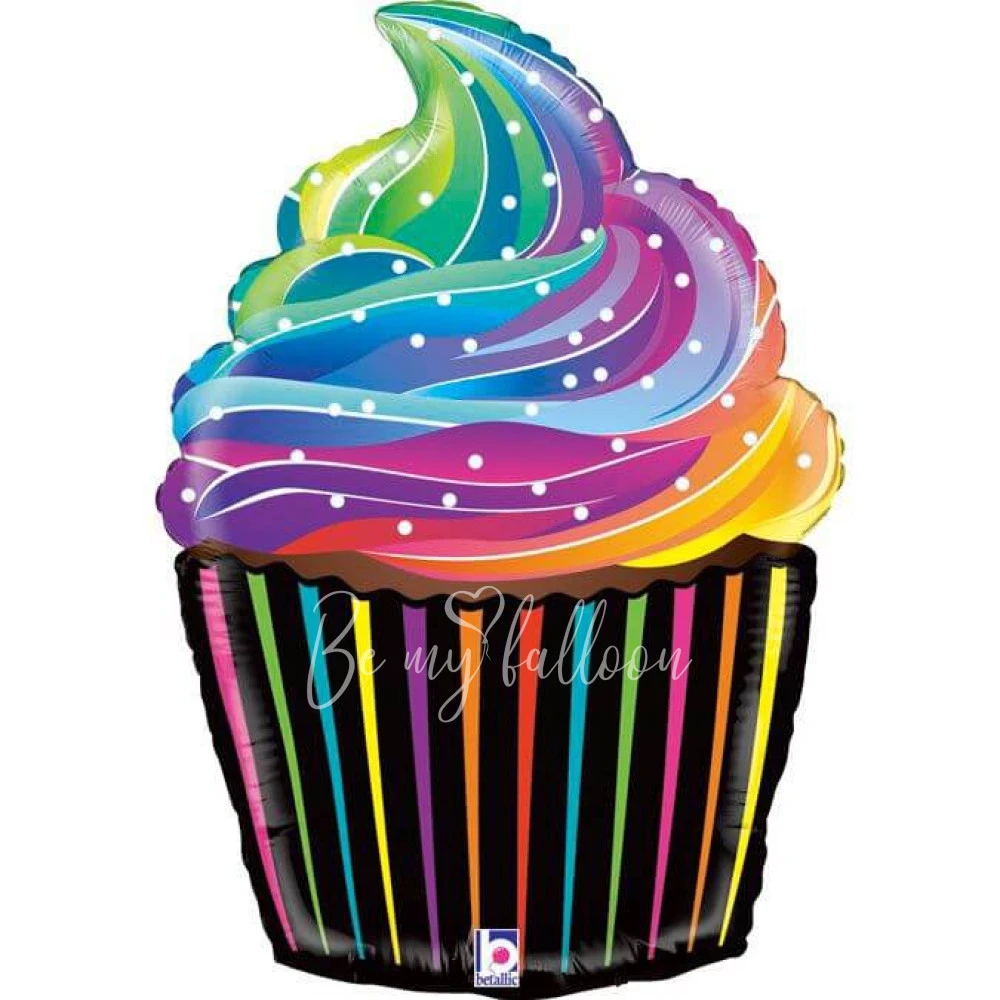 27" Helium foil Rainbow Cupcake balloon