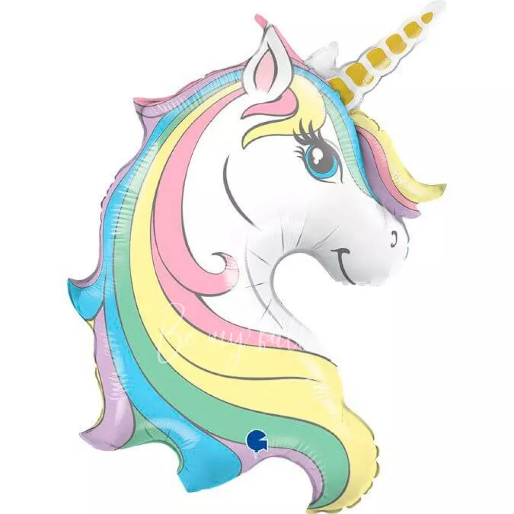 39" Helium foil Pastel Unicorn Head balloon