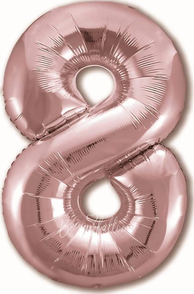 40" Helium foil gloss Rose gold Number 8 balloon