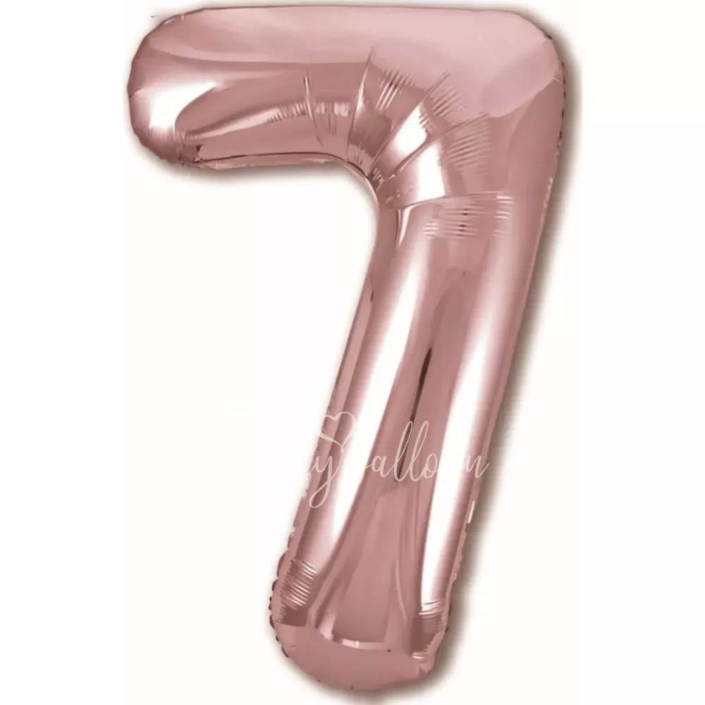 40" بالون هيليوم فويل الرقم 7 اللون ذهبي روز لامع