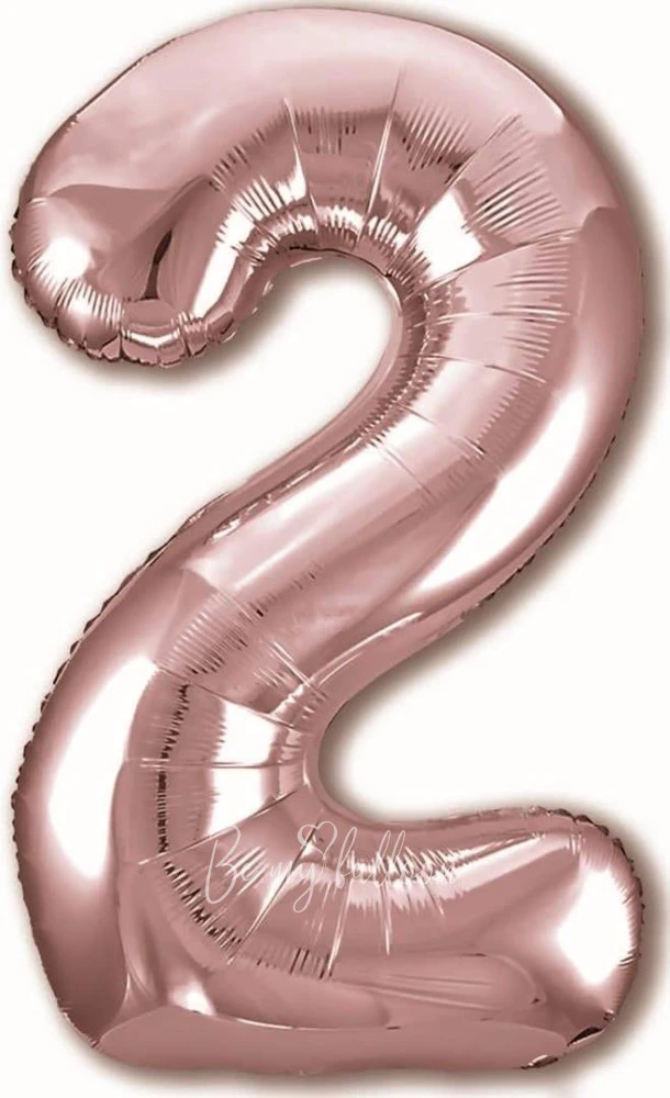 40" Helium foil gloss Rose gold Number 2 balloon