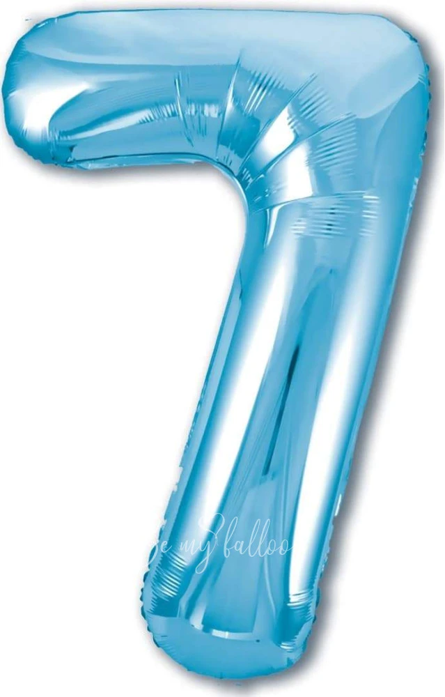 40" Helium foil gloss Light blue Number 7 balloon