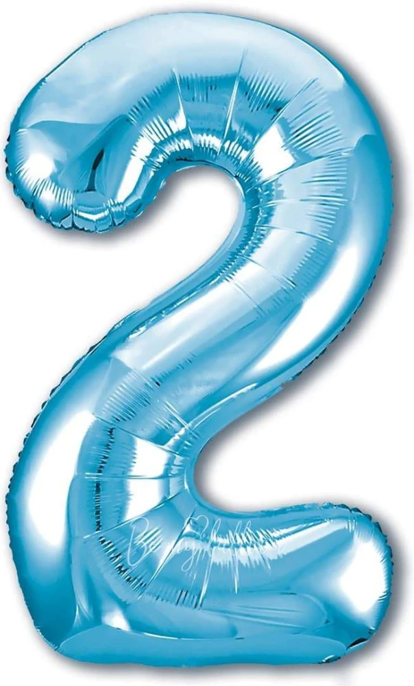 40" Helium foil gloss Light blue Number 2 balloon