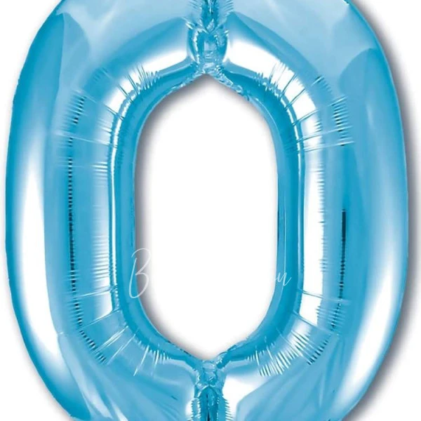 40" Helium foil gloss Light blue Number 0 balloon