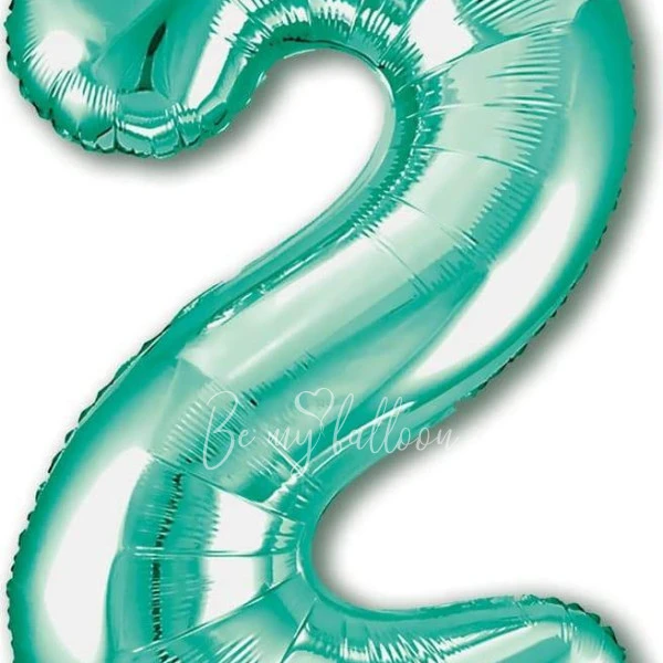 40" Helium foil gloss Biscay green Number 2 balloon