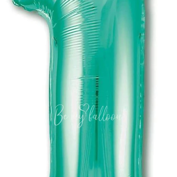 40" Helium foil gloss Biscay green Number 1 balloon