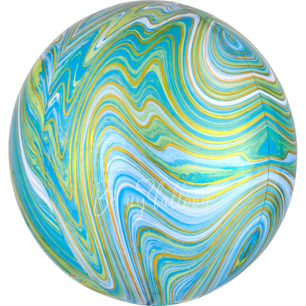 16" Helium foil gloss Marble Green 3D Sphere balloon