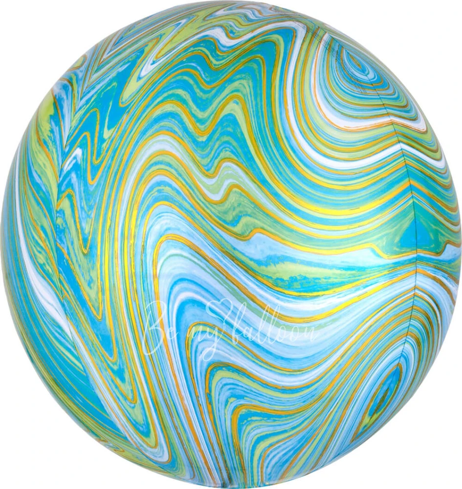 16" Helium foil gloss Marble Green 3D Sphere balloon