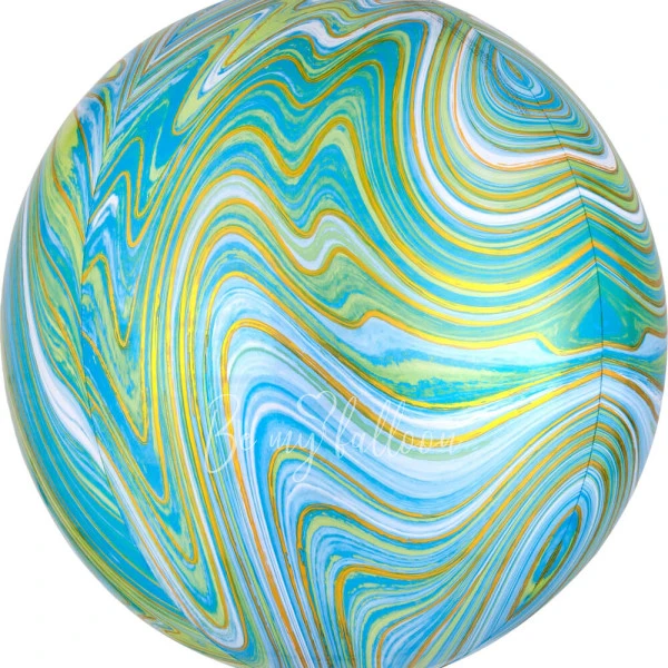 16" Helium foil gloss Marble Green 3D Sphere balloon