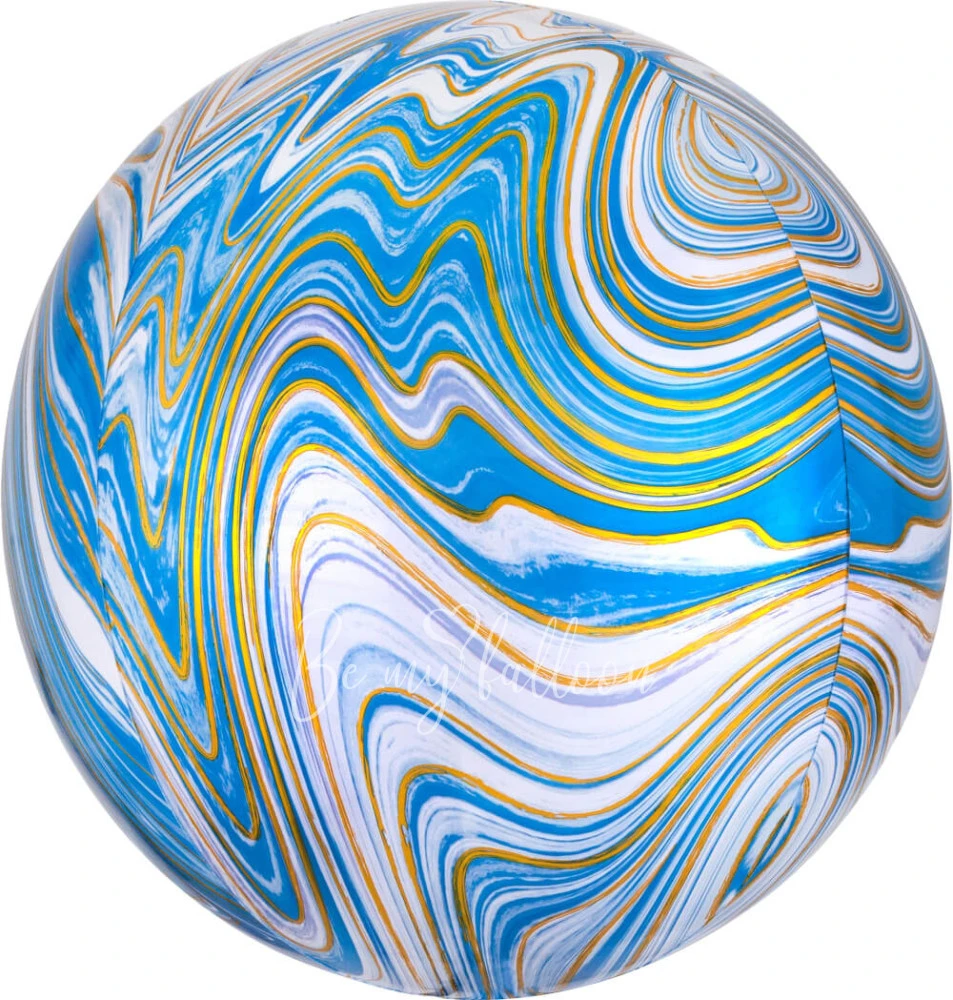 16" Helium foil gloss Marble Blue 3D Sphere balloon