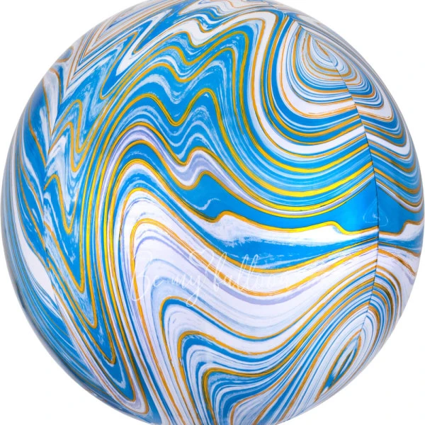 16" Helium foil gloss Marble Blue 3D Sphere balloon