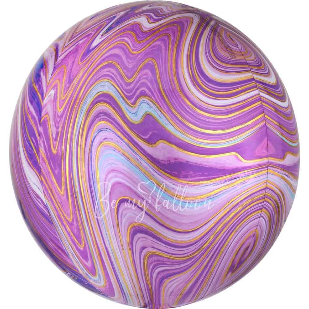 16" Helium foil gloss Marble Purple 3D Sphere balloon