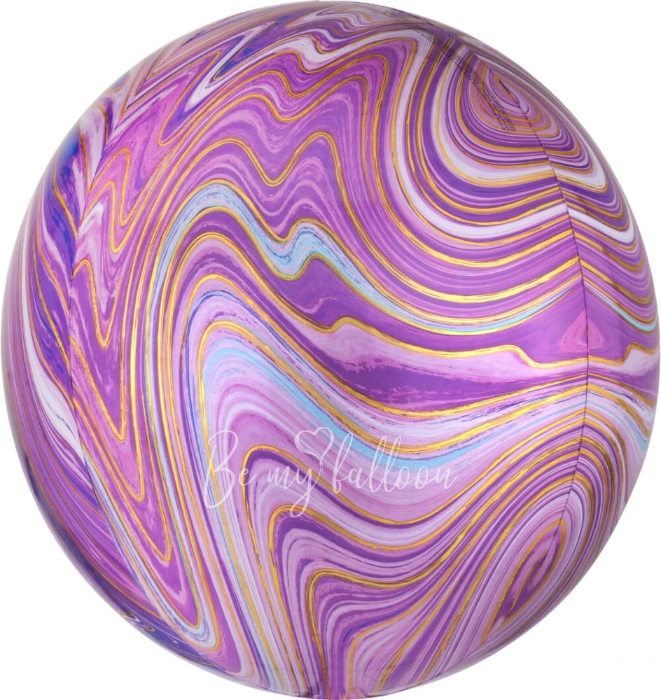 16" Helium foil gloss Marble Purple 3D Sphere balloon