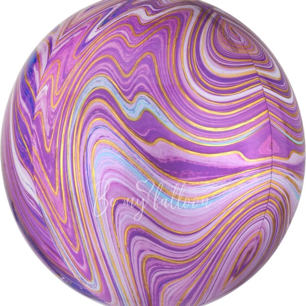 16" Helium foil gloss Marble Purple 3D Sphere balloon