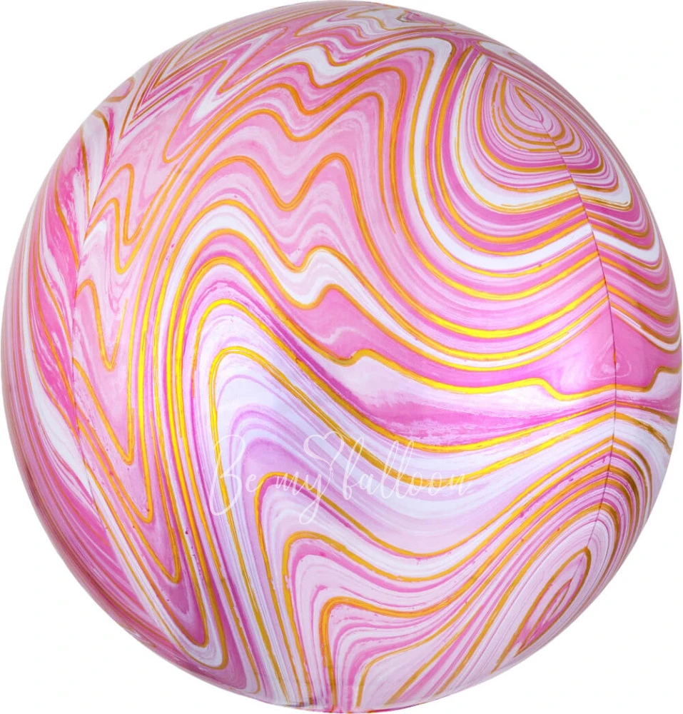 16" Helium foil gloss Marble Pink 3D Sphere balloon