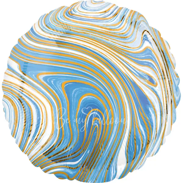 18" بالون هليوم فويل شكل دائرى اللون ازرق ماربل لامع