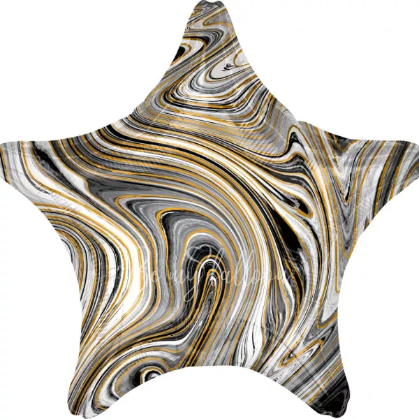 19" Шар из фольги Звезда черный агат глянец