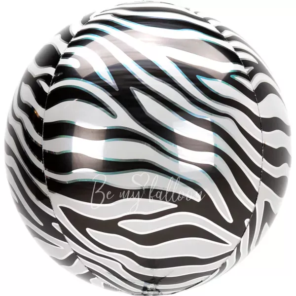 16" Helium foil gloss Zebra print 3D Sphere balloon