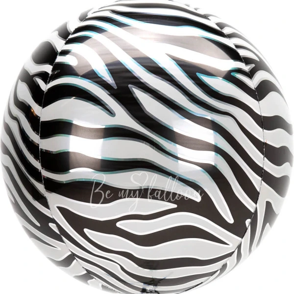 16" Helium foil gloss Zebra print 3D Sphere balloon