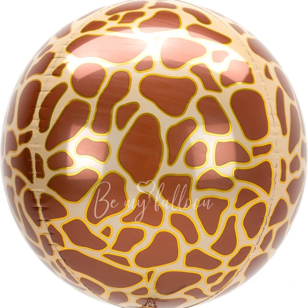 16" Helium foil gloss Giraffe print 3D Sphere balloon