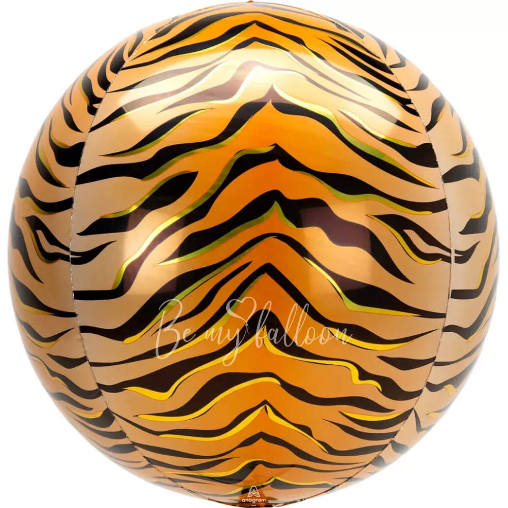 16" Helium foil gloss Tiger print 3D Sphere balloon