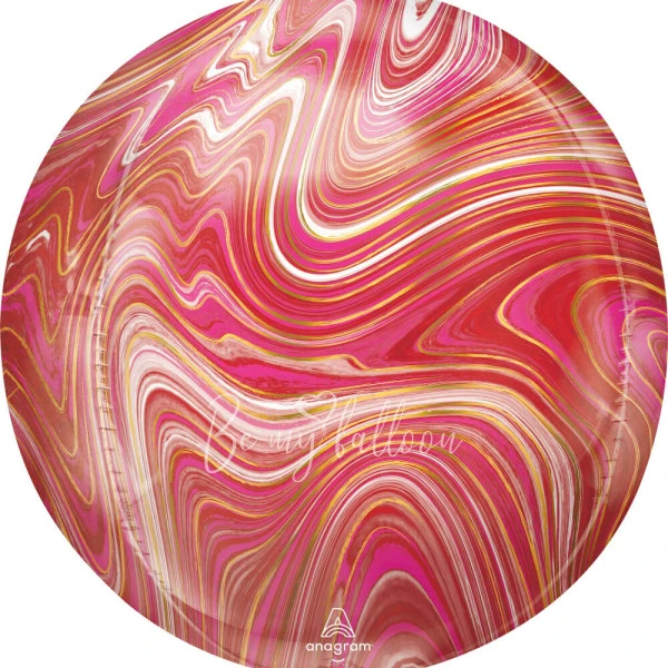 16" Helium foil gloss Marble Red 3D Sphere balloon