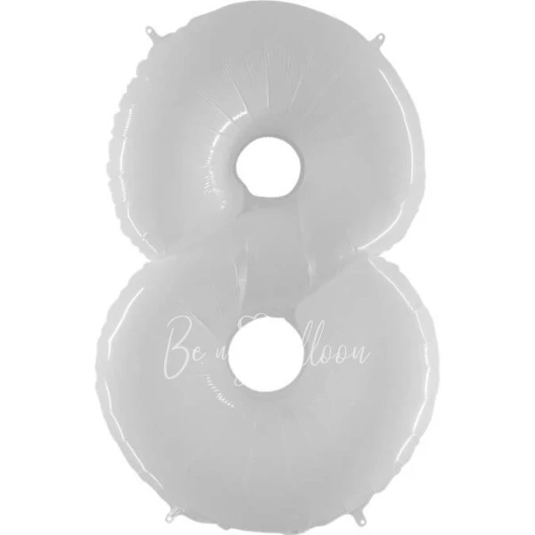40" Foil numbers 8 White Flex Metal